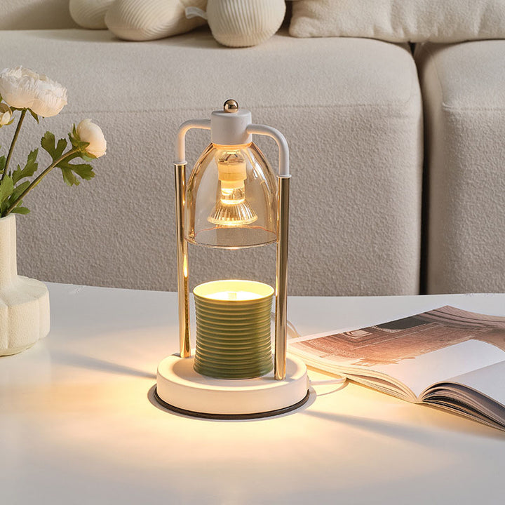 Lampe de table contemporaine nordique en fer et verre conique rectangulaire à 1 lumière avec cire fondante pour chambre 