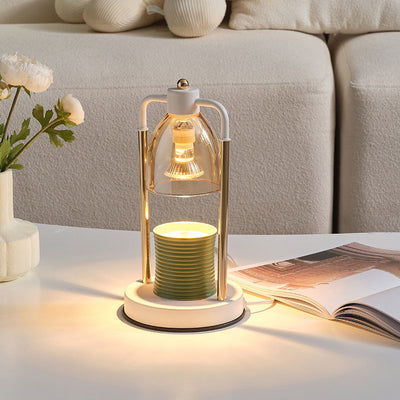 Lámpara de mesa rectangular nórdica contemporánea de hierro y vidrio cónico de 1 luz con cera derretida para dormitorio 
