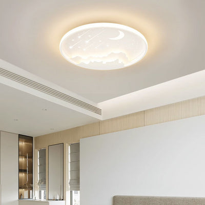 Modern Simplicity Iron Round Children LED Flush Mount Ceiling Light For Bedroom