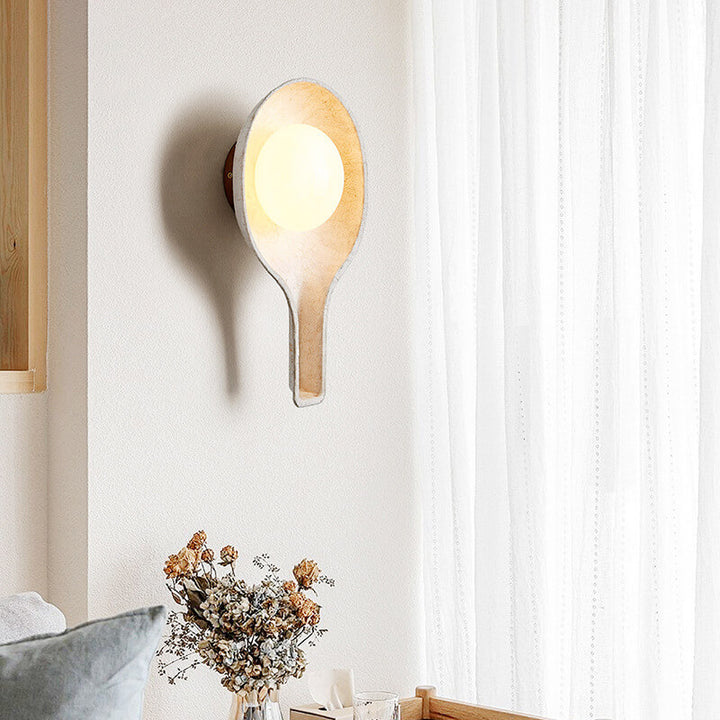 Retro Wabi Sabi Wood Handmade Paper Texture Scoop Shade 1 Light Wall S BulbSquare