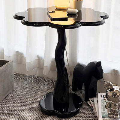 Table d'appoint en bois et fer avec design traditionnel de pétales ronds pour salon 