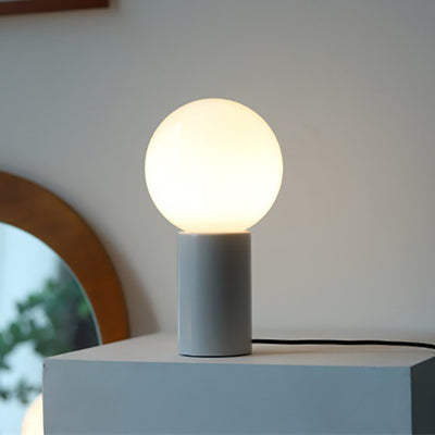 Lampe de table moderne minimaliste en verre cylindre boule ronde en bois massif à 1 lumière pour chambre 