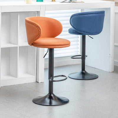 Moderner minimalistischer runder Stoff-Edelstahl-Barhocker mit Rückenlehne für das Esszimmer 