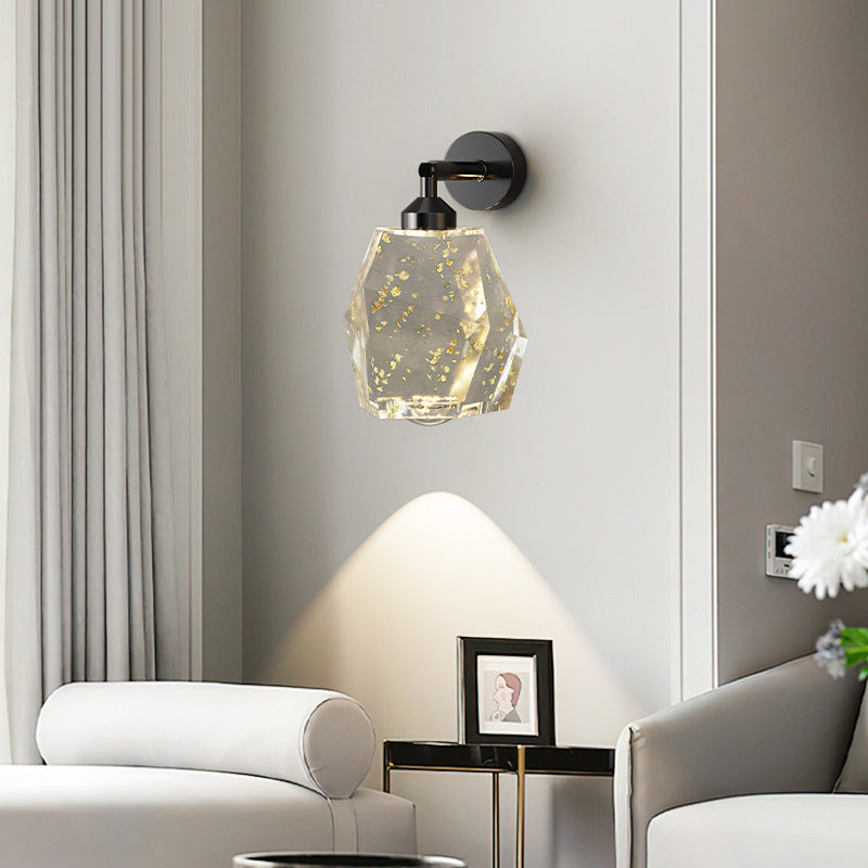 Zeitgenössische Luxus-Vollkupferrahmen Harz Blattgold Tintenmalerei Schatten LED Wandleuchte Lampe für Wohnzimmer 
