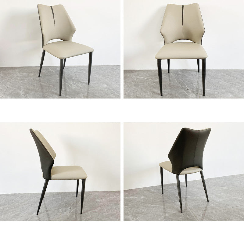 Zeitgenössischer Luxus Esszimmerstuhl aus quadratischem Mikrofaserleder und Karbonstahl mit Rückenlehne für das Esszimmer 