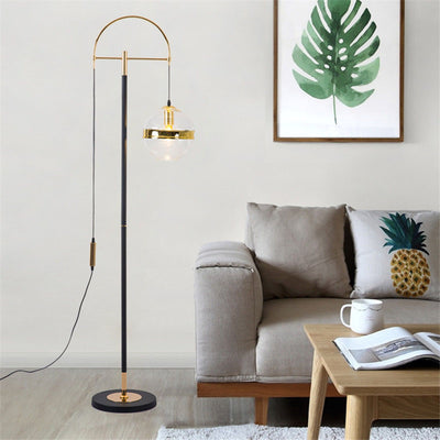 Nordic Minimalist Art Glass Hanging Ball 1-Light Standing Floor Lamp