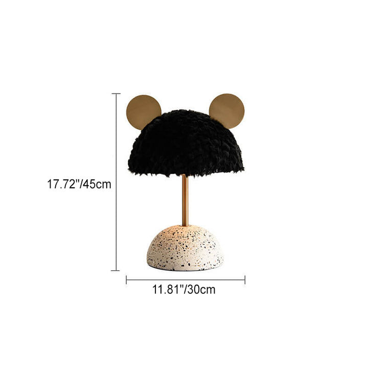 Lampe de table 1 lumière avec abat-jour en peluche créative nordique et base en terrazzo matériel 