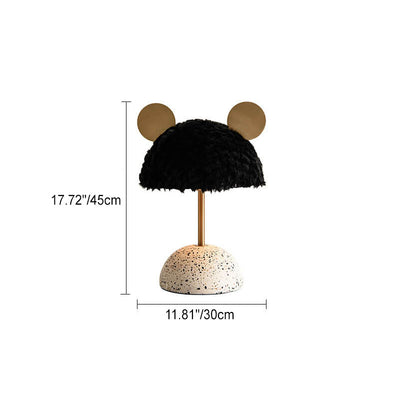 Lampe de table 1 lumière avec abat-jour en peluche créative nordique et base en terrazzo matériel 