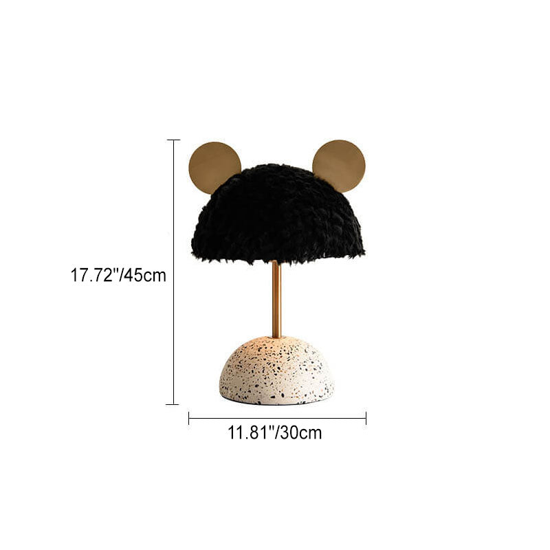 Lampe de table 1 lumière avec abat-jour en peluche créative nordique et base en terrazzo matériel 