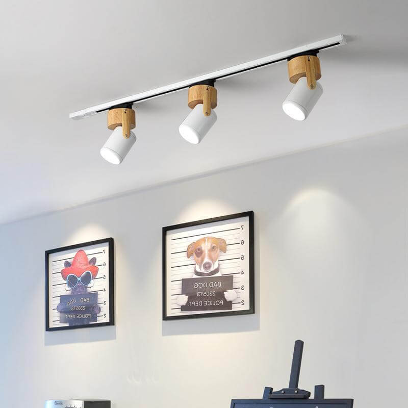Minimalist Wooden Long Spotlight Track Light 1/3 Light LED Flush Mount Ceiling Light