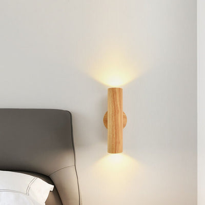 Modern Simple Warm Solid Wood Strip Double Head LED Wall Sconce Lamp