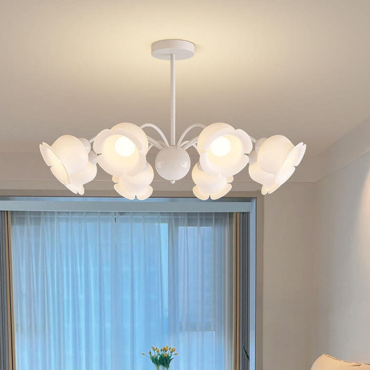 Lámpara de Araña de Flores Acrílicas de Hierro Forjado Francés Tradicional de 3/5/6/8 Luces para Sala de Estar 