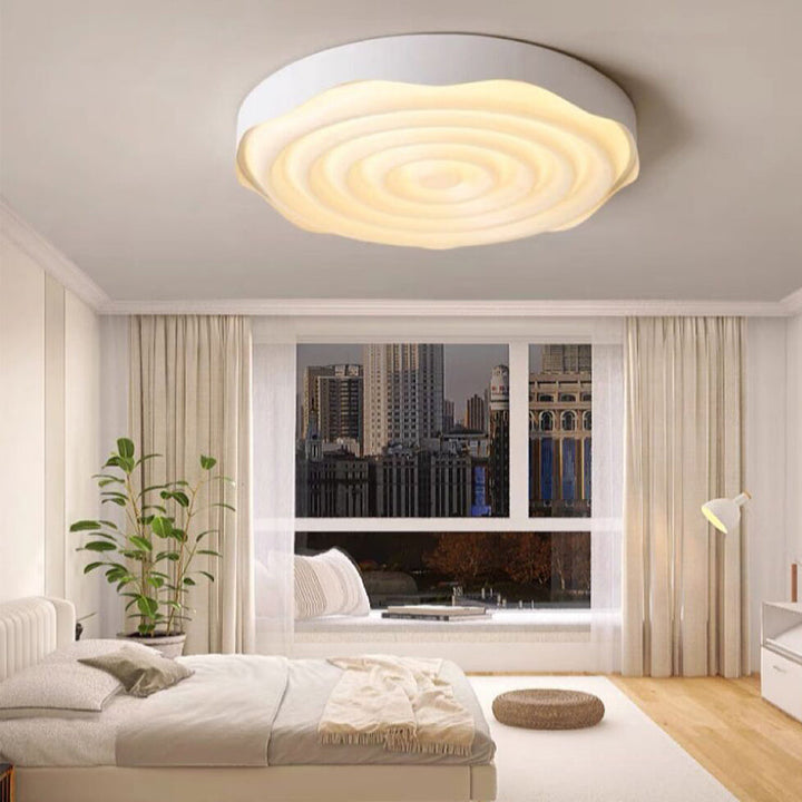Luz de techo LED montada al ras de hierro acrílico cuadrado geométrico con textura de ondas de agua minimalista moderna para dormitorio 