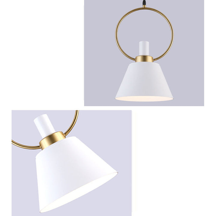 Contemporary Nordic Cone Shade Gold Ring Iron 1-Light Pendant Light For Dining Room
