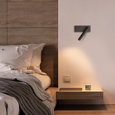 Lámpara Aplique de Pared LED de Cilindro de Ángulo Ajustable Rectangular Minimalista Moderna de Aluminio para Dormitorio 