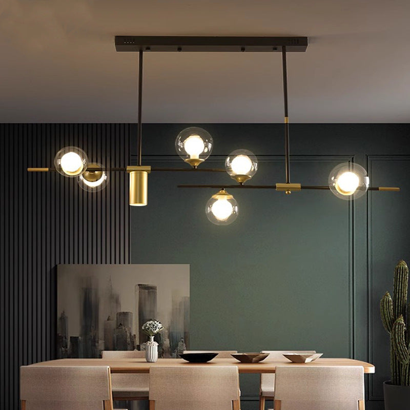 Moderner Mid-Century Eisenglas Magic Bean 7-Licht Inselleuchter Kronleuchter für Esszimmer 