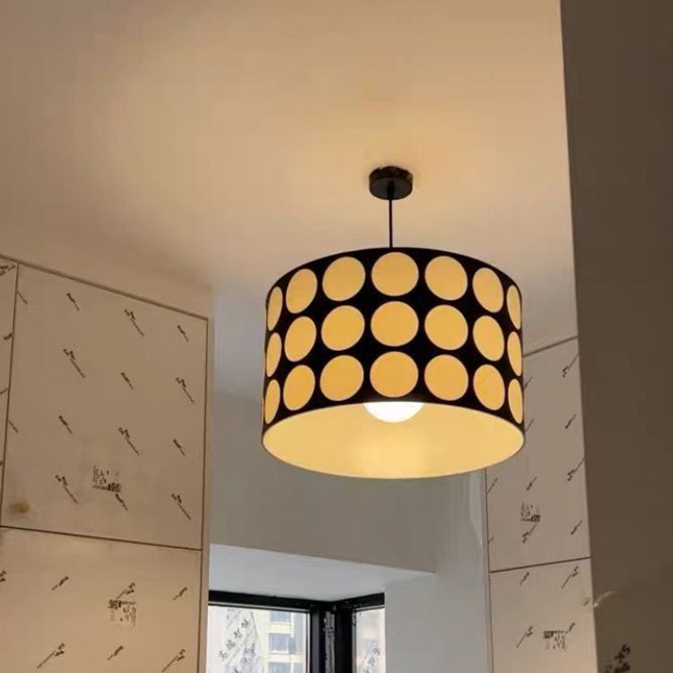 Contemporary Retro Drum Checkerboard Faux Leather Lampshade 3-Light Pendant Light For Dining Room