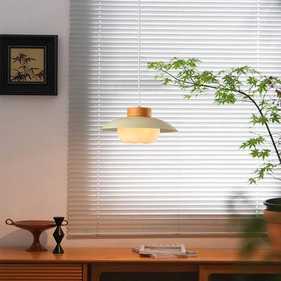 Lámpara colgante de 1 luz de estilo moderno minimalista con bola redonda de madera PE hierro para dormitorio 