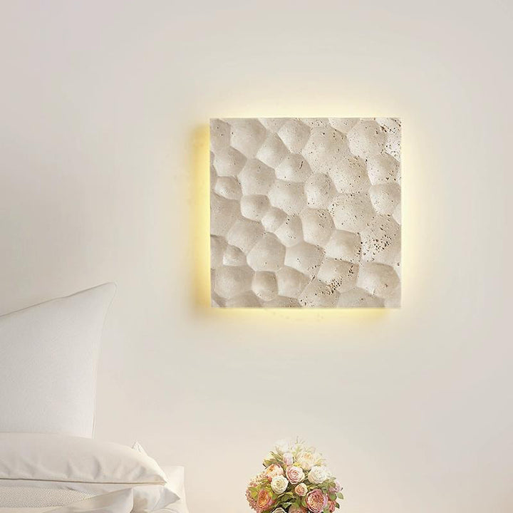 Zeitgenössische kreative Stein quadratische LED-Wandleuchte Lampe für Wohnzimmer 