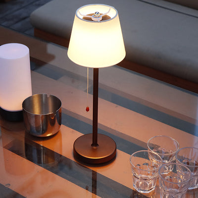 Modern Simplicity Fabric Aluminum Plastic Silica Cylinder LED Rechargeable Table Lamp For Bedside