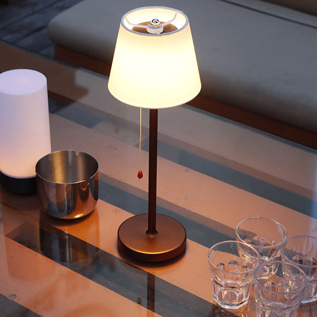 Modern Simplicity Fabric Aluminum Plastic Silica Cylinder LED Rechargeable Table Lamp For Bedside