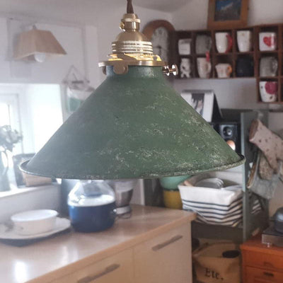 Zeitgenössische industrielle kegelförmige Pendelleuchte aus Eisenkupfer mit 1 Licht für Wohnzimmer 