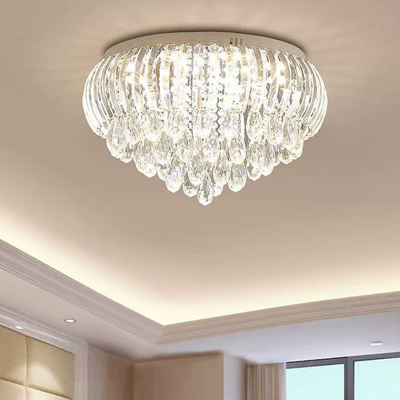 Moderne Einfachheit Edelstahl Kristall Runde Drop 7/9/10 Licht Unterputz Deckenleuchte Für Wohnzimmer 