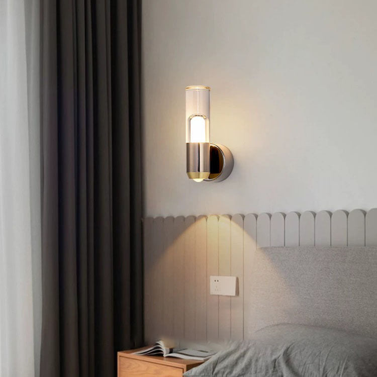 Contemporary Nordic Aluminum Iron Cylinder LED Wall Sconce Lamp For Bedroom