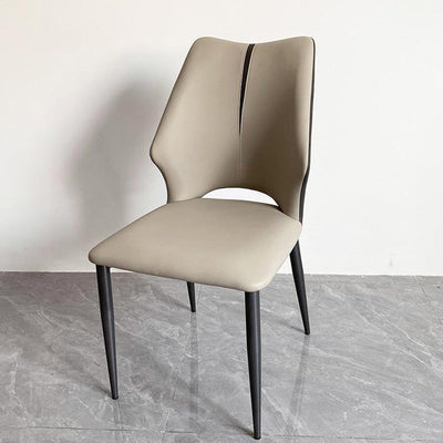 Zeitgenössischer Luxus Esszimmerstuhl aus quadratischem Mikrofaserleder und Karbonstahl mit Rückenlehne für das Esszimmer 
