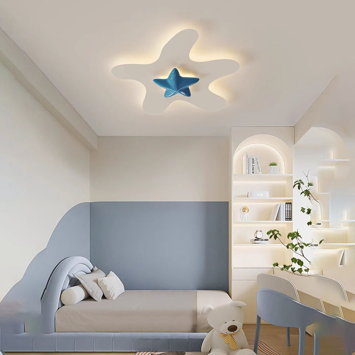 Plafonnier LED en résine avec étoile en fer de simplicité moderne pour chambre à coucher 