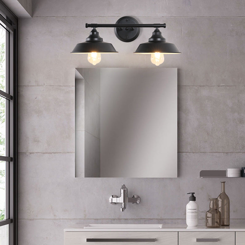 Zeitgenössische industrielle runde Eisen 2/3 Licht Wandleuchte Lampe für Badezimmer 