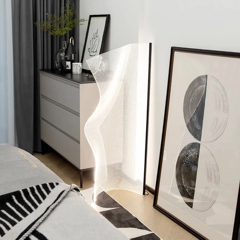 Lampe sur pied LED en acrylique et aluminium de forme irrégulière Art Déco moderne pour salon 