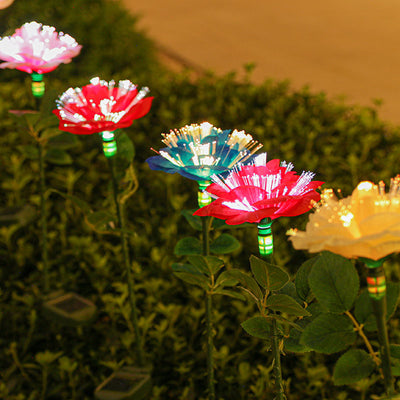 Contemporary Creative Solar Stainless Steel Fabric Rose LED Outdoor Ground Plug Light For Garden