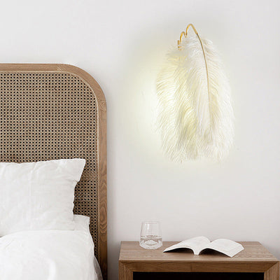 Zeitgenössische kreative Straußenfeder Design 1-Licht Wandleuchte Lampe für Wohnzimmer 