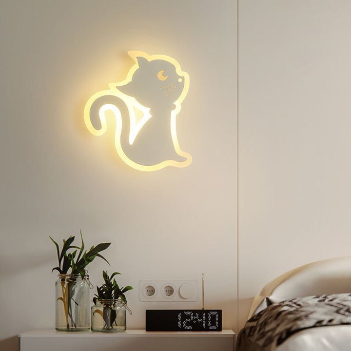 Moderne Einfachheit Cartoon Katze Eisen Acryl LED Wand Leuchte Lampe Für Schlafzimmer 