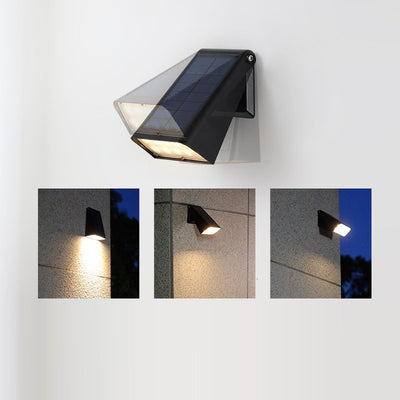 Moderne minimalistische rechteckige trapezförmige ABS PC LED Wandleuchte Solarlampe für Garten 
