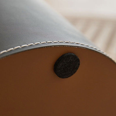 Contemporary Creative Round Barrel Faux Saddle Leather Stainless Steel Coffee Table Tote For Living Room