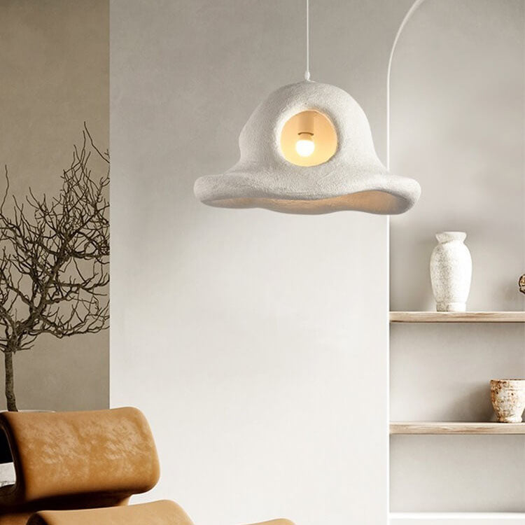 Modern Minimalist Wabi-Sabi Style Resin Hat 1-Light Pendant Light