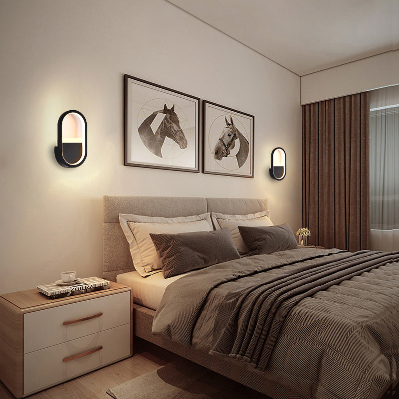 Moderne minimalistische Eisen Silikon elliptische Kreisbogen LED Wandleuchte Lampe für Schlafzimmer 