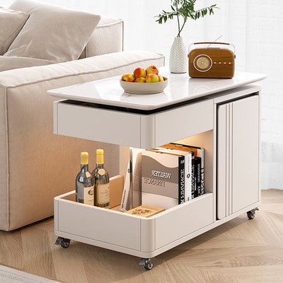 Table d'appoint moderne minimaliste rectangulaire en métal et bois avec 2 tiroirs pour salon 