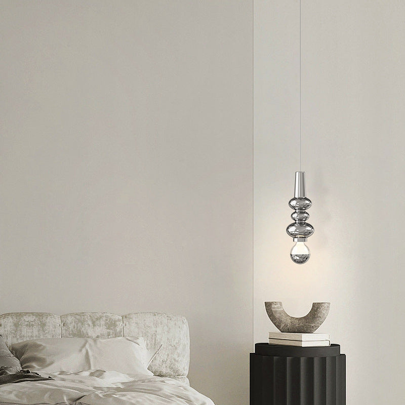Lampe suspendue LED design potiron en fer crème scandinave contemporain pour chambre 