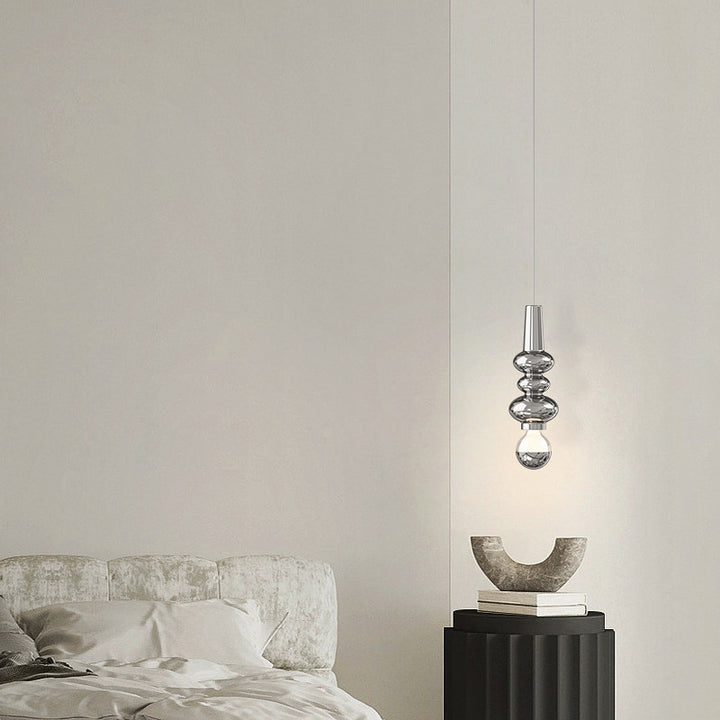 Lampe suspendue LED design potiron en fer crème scandinave contemporain pour chambre 