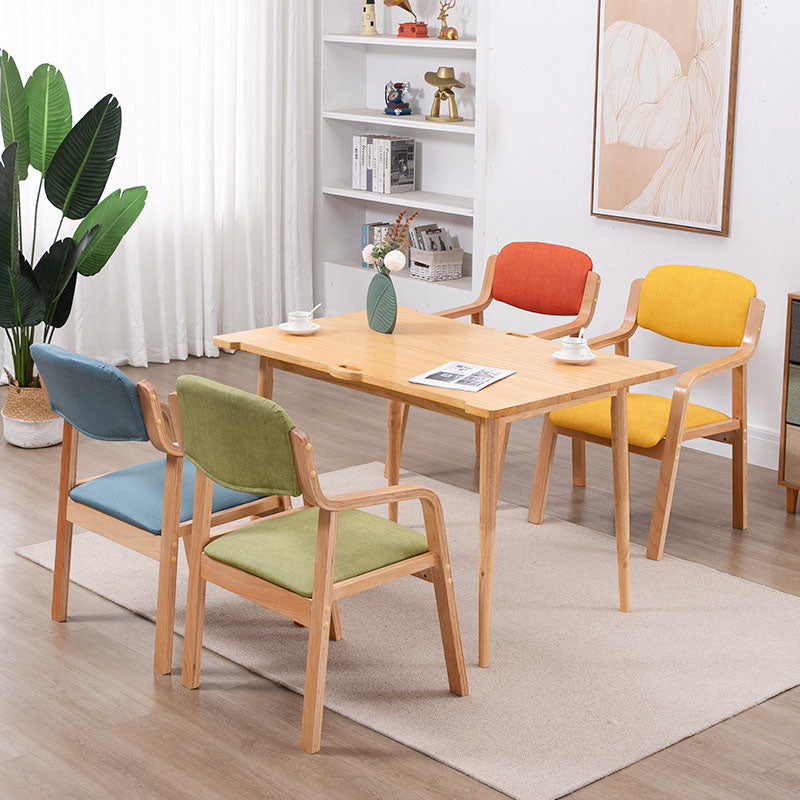 Chaise de salle à manger en tissu moderne simplicité bois éponge carrée dossier accoudoir pour salle à manger 