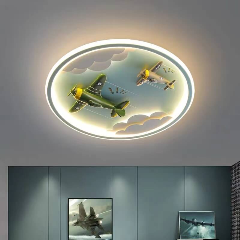 Modern Cartoon Resin Airplane Pegasus Acrylic Shade LED Kids Flush Mount Ceiling Light