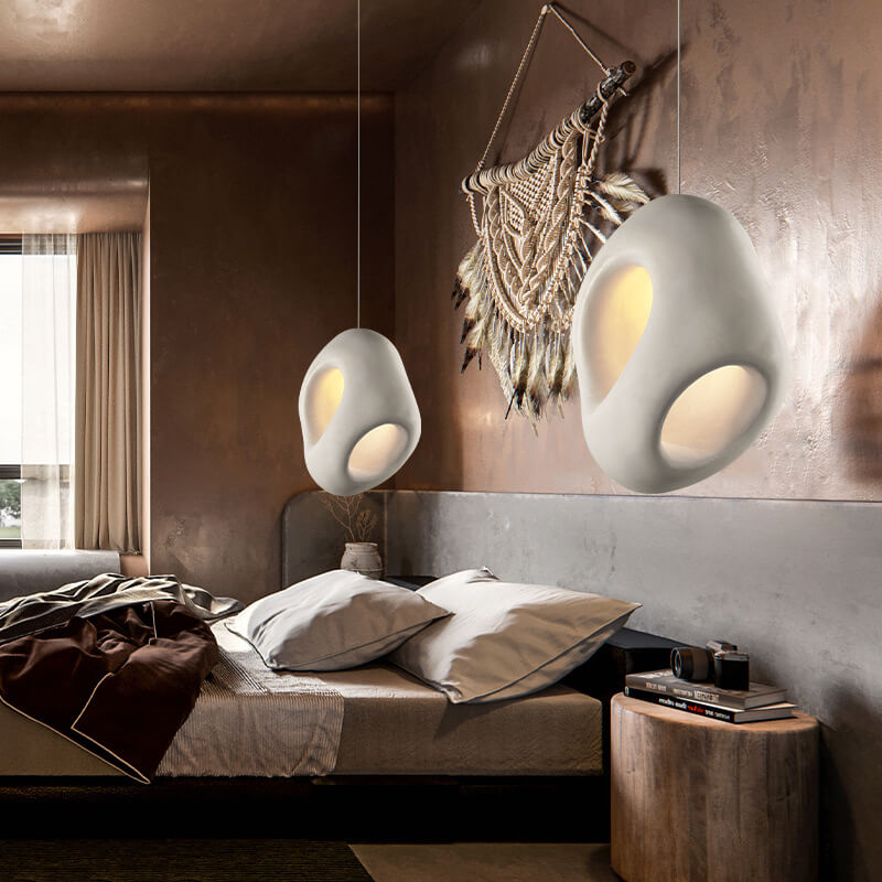 Lámpara colgante de 1 luz de escultura de poliestireno con forma especial creativa minimalista japonesa 