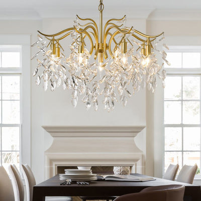 Modern Luxury Leaf Iron Crystal 7/9 Light Chandelier For Living Room