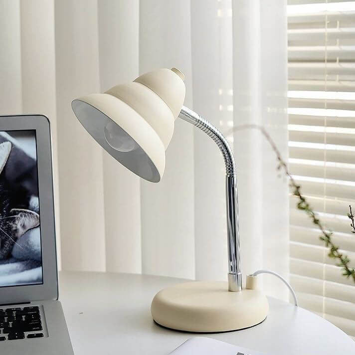 Contemporary Nordic Cream Yellow Cone Iron Adjustable 1-Light Table Lamp For Bedroom