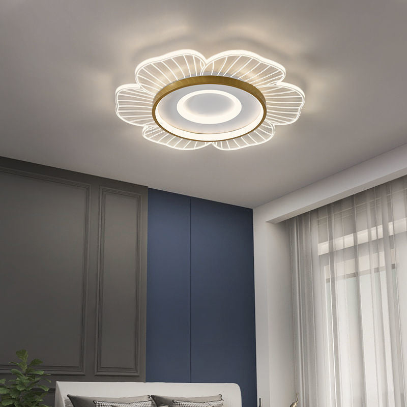 Plafonnier LED en aluminium acrylique minimaliste moderne avec motif floral pour salon 