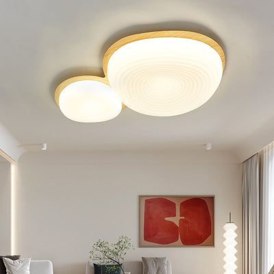 Modern Minimalist Oval Iron PE Rotomolded LED Flush Mount Ceiling Light For Bedroom