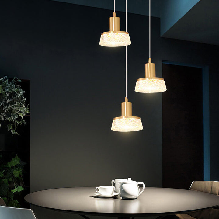 Modern Luxury All-Copper Glass Cylinder Spherical Diamond LED Pendant Light